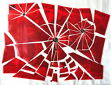 RED TRANSLATION FROM TOMATO TO WORLD acrilico biro bic collage su tela cm 180x145, 1999